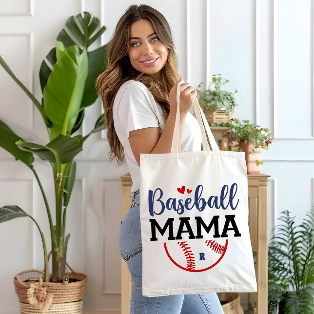 Monogram Baseball Mother Gift Tote Bag (Creator Uploaded)