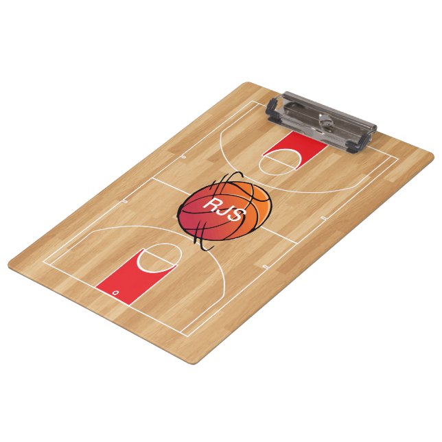 Monogram Basketball on Basketball Court Clipboard (Angled)