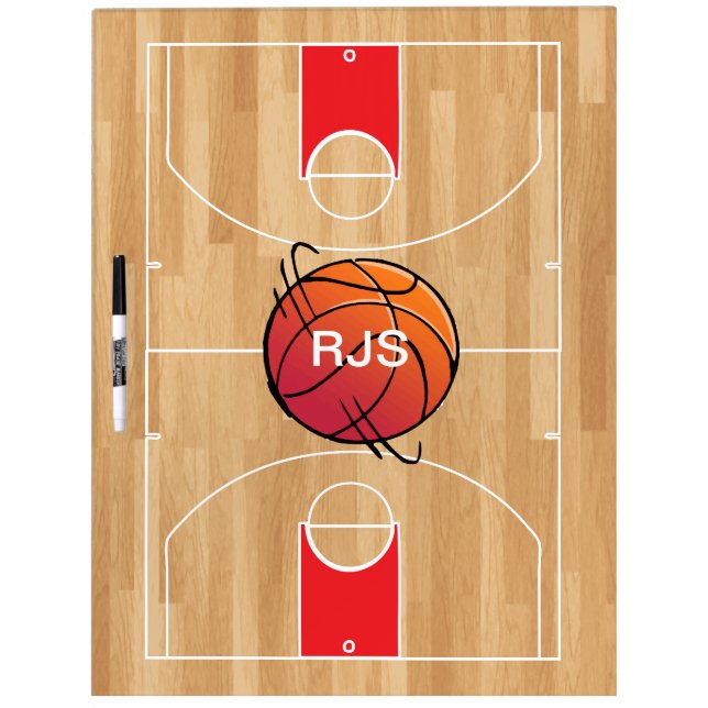 Monogram Basketball on basketball court Dry Erase Board (Front)