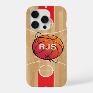 Monogram Basketball on basketball court iPhone 15 Pro Case