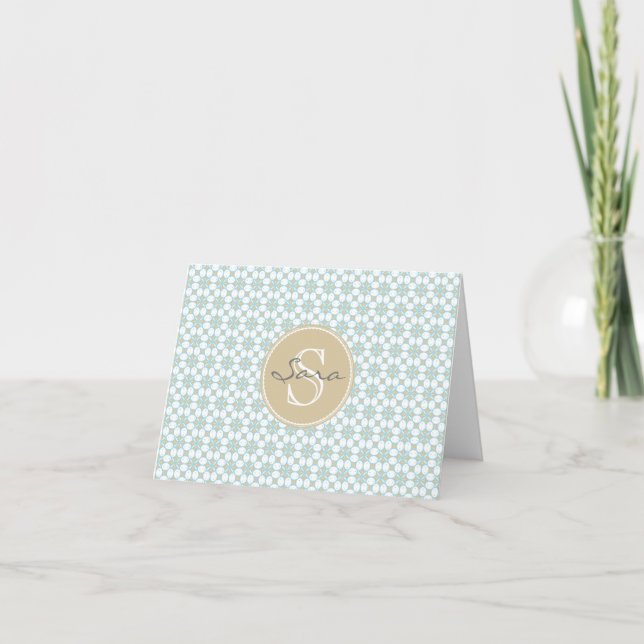 Monogram Batik Retro Notecards (Front)