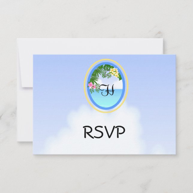 Monogram Beach/Ocean  Wedding RSVP Cards (Front)