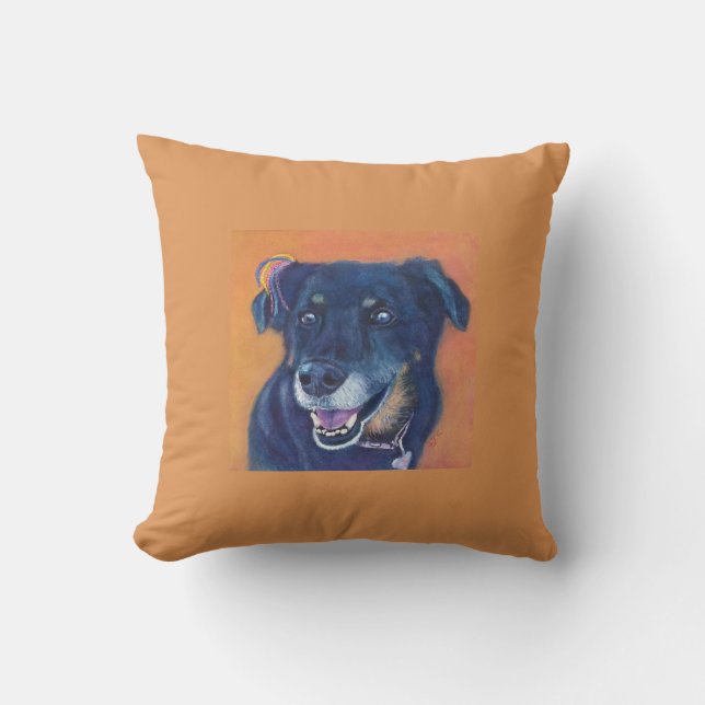 MONOGRAM BEAUTIFUL BLACK LAB CUSHION (Front)