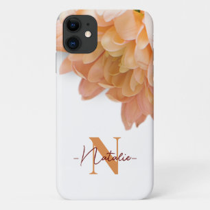 Monogram Beautiful white and beige Floral for girl Case-Mate iPhone Case