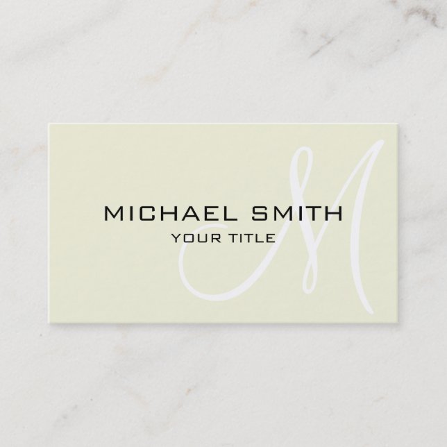 Monogram Beige colour background Business Card (Front)