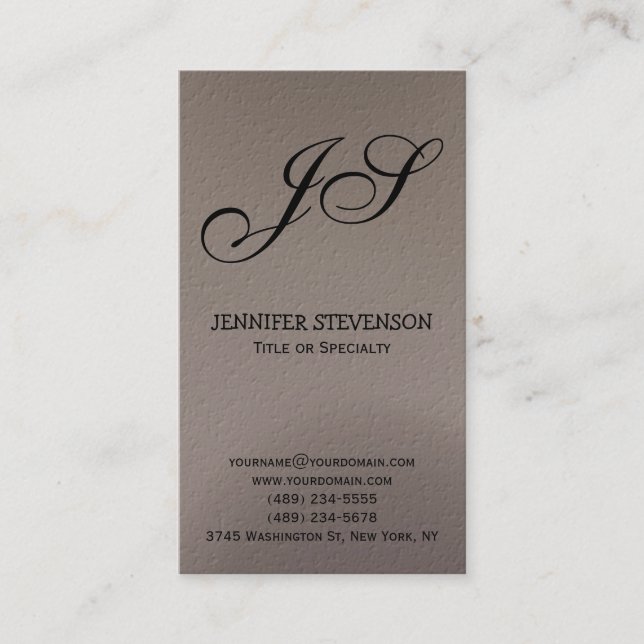 Monogram Beige Consultant Business Card (Front)