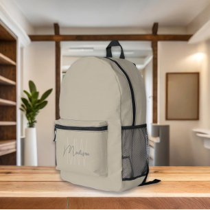 Monogram Beige Modern Minimalist Printed Backpack