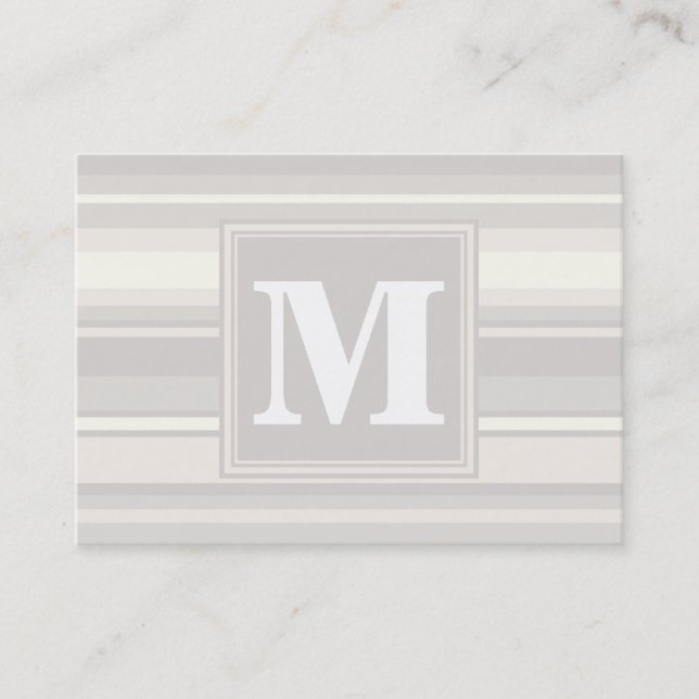 Monogram beige stripes business card (Front)