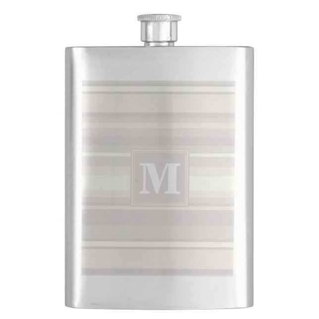 Monogram beige stripes hip flask (Front)