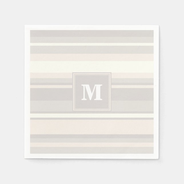 Monogram beige stripes napkin (Front)