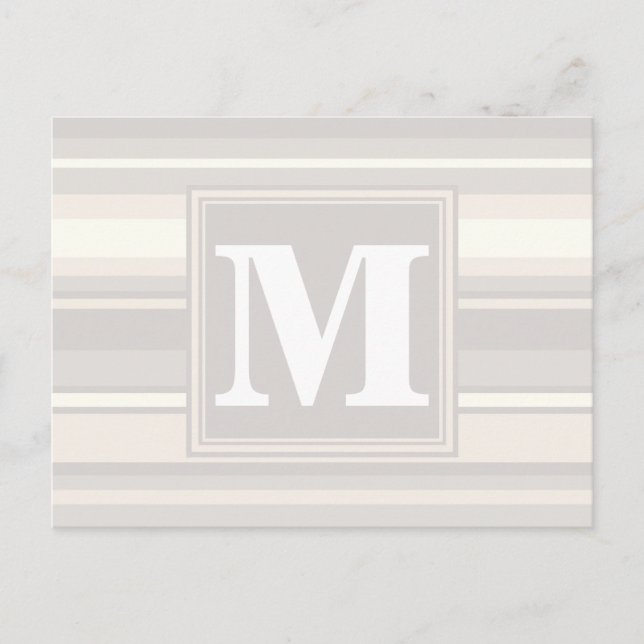 Monogram beige stripes postcard (Front)