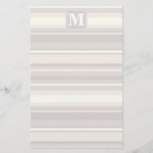 Monogram beige stripes stationery
