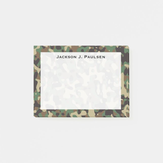 Monogram Beige, Tan, Brown, Green, Grey Camouflage Post-it Notes (Front)