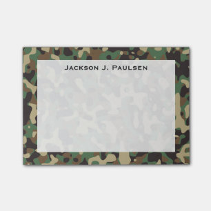 Monogram Beige, Tan, Brown, Green, Grey Camouflage Post-it Notes