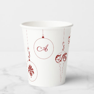 Monogram Berry Red Bauble Ornaments Paper Cups