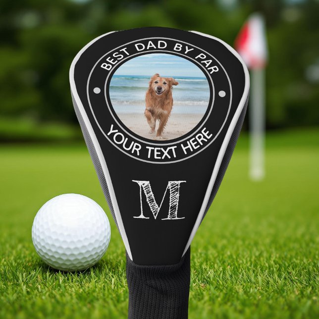 Monogram Best Dad By Par Dog Photo Personalised Golf Head Cover (Creator Uploaded)