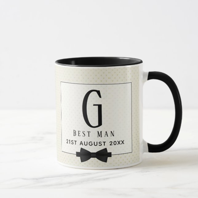 Monogram BEST MAN Groomsmen Groomsman Fleurdelis Mug (Right)