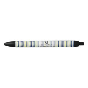 Monogram BEST MAN Groomsmen Groomsman Navy Yellow Black Ink Pen