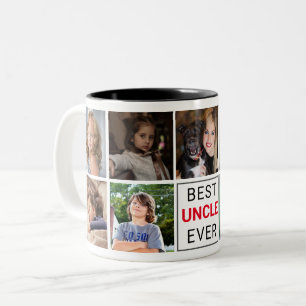 Monogram Best Uncle Ever Instagram Photo Collage Two-Tone Coffee Mug