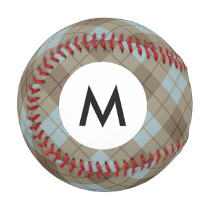 Monogram Bias Plaid in Blue and Brown Baseball