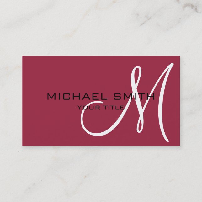 Monogram Big dip o'ruby colour background Business Card (Front)