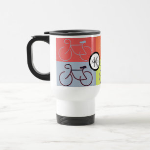 Monogram Bike Squares Red, Orange, Grey and Green Travel Mug