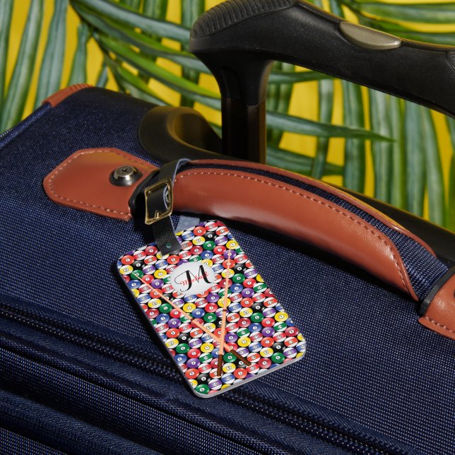 Monogram Billiard Pool Ball Design Luggage Tag (Front Insitu 1)