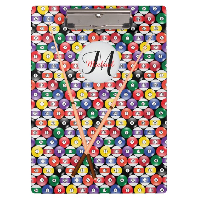 Monogram Billiards Ball Pattern Clipboard (Front)