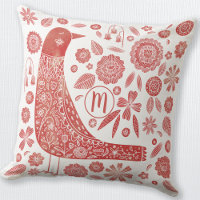 Monogram Bird Red White