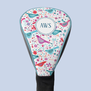 Monogram Bird Watercolor Golf Head Cover