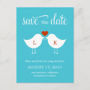 Monogram Birds Save The Date Card