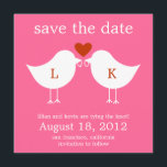Monogram Birds Save The Date Card - Hot Pink<br><div class="desc">This chic and modern save the date card, featuring a silhouette of two love birds holding their wedding rings, is sure to leave your friends and family smiling as they open their mail. The background colour can be customised to any colour you like (see instructions below). We've also made this...</div>