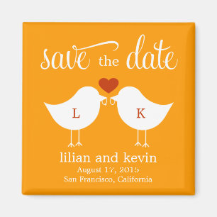 Monogram Birds Save The Date Magnet