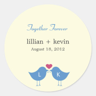Monogram Birds Wedding Favour Sticker