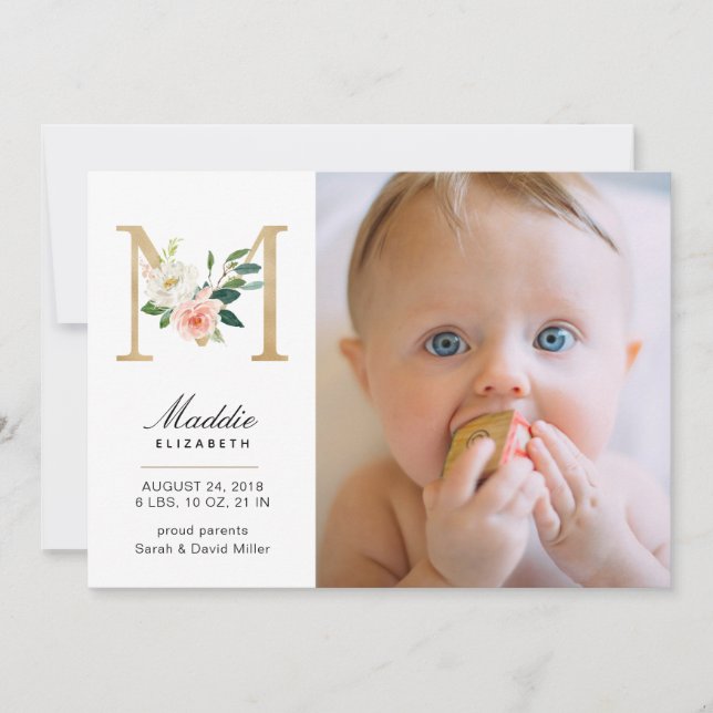Monogram Birth Announcement (Front)
