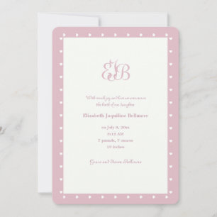 Monogram Birth Announcement Pink