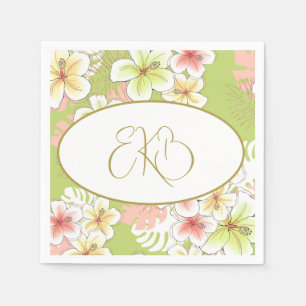Monogram Birthday Elegant Tropical  Napkin
