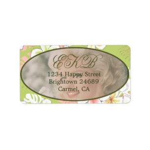 Monogram Birthday Photo Tropical  Label