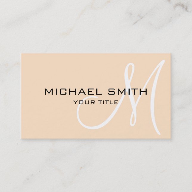 Monogram Bisque colour background Business Card (Front)