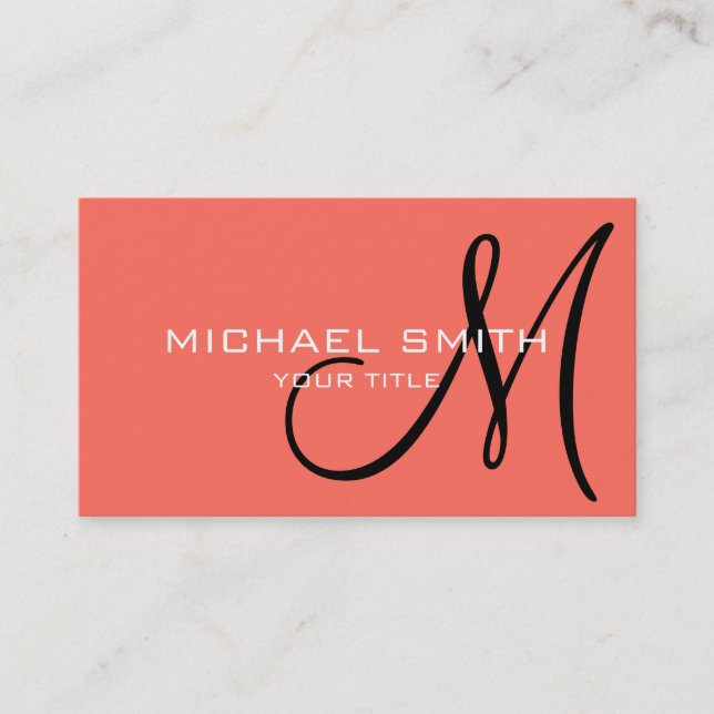 Monogram Bittersweet colour background Business Card (Front)