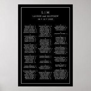 Monogram Black Alphabetical Wedding Seating Chart