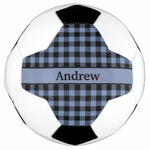 Monogram Black and Blue Plaid, Buffalo Plaid Soccer Ball