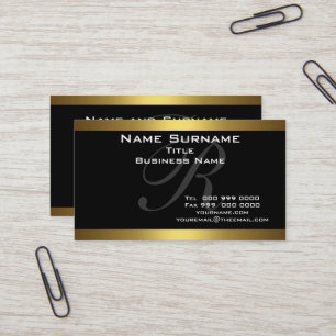 Monogram Black and Gold Business Cards