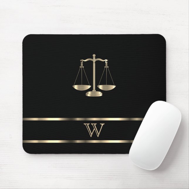 Monogram Black and Gold - Lawyer Mouse Pad (With Mouse)