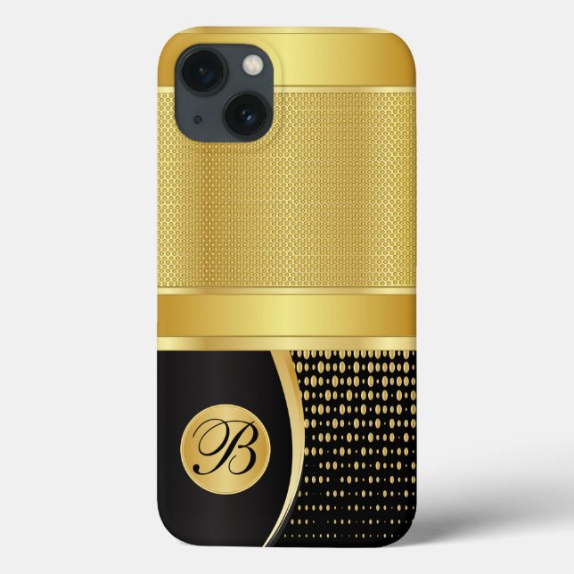 Monogram Black and Gold Metallic Mesh Case-Mate iPhone Case (Back)
