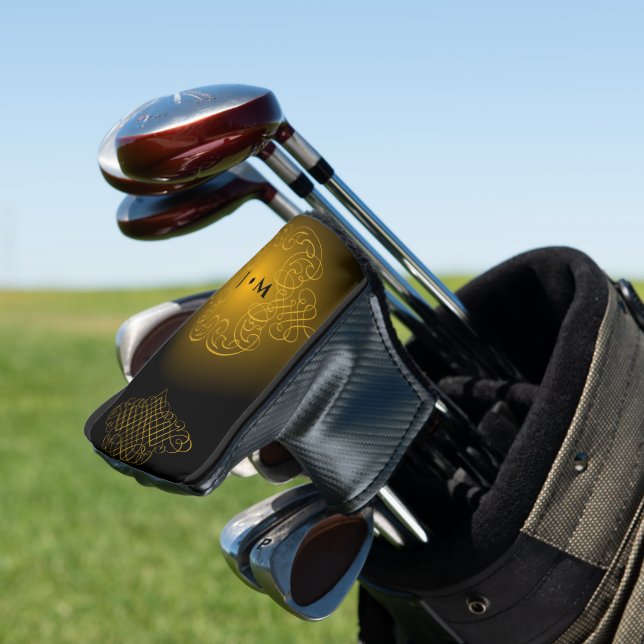 Monogram Black and Gold with decorative elements   Golf Head Cover (In Situ)
