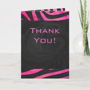 Monogram Black and Hot Pink Zebra Design Card