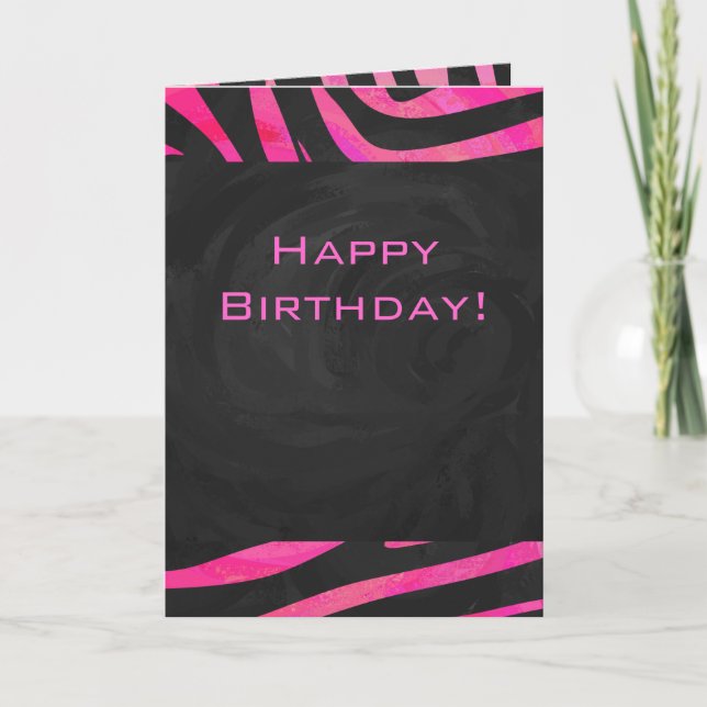 Monogram Black and Hot Pink Zebra Design Card (Front)