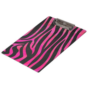 Monogram Black and Hot Pink Zebra Design Clipboard