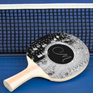 Monogram Black and Silver Gypsy Scarf Ping Pong Paddle